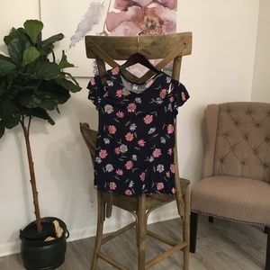 Dark Floral Cold Shoulder Top